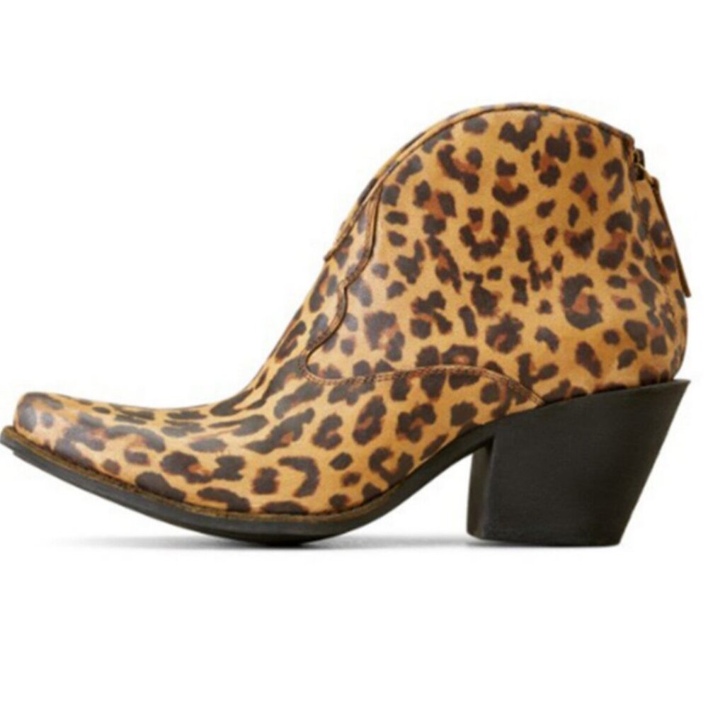Ariat Layla Distressed Leopard Leather Western Boots Booties - Picture 3 of 7